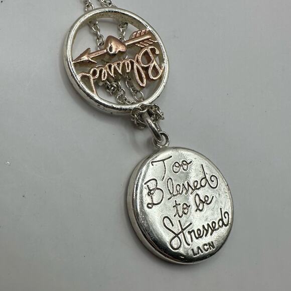 G & G BLESSED Crystal Rhinestone Chain Necklace Silvertone Inspirational Jewelry - Picture 3 of 8